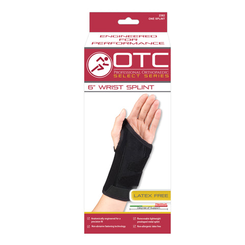 OTC Wrist Splint, 6-Inch, Select Series, Black, Right