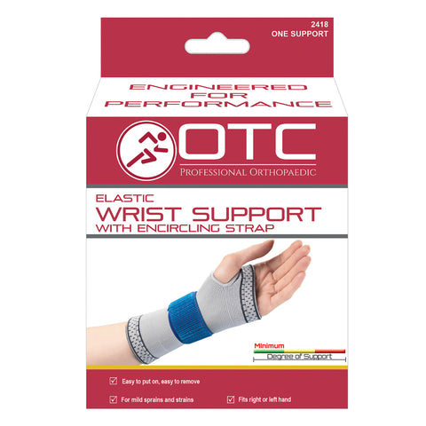 OTC Wrist Support, Pullover Gauntlet, Knit Elastic, Gray Blue