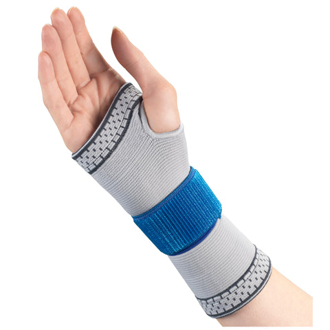 OTC Wrist Support, Pullover Gauntlet, Knit Elastic, Gray Blue