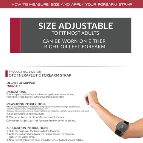 OTC Forearm Band, Compression Strap, Grey
