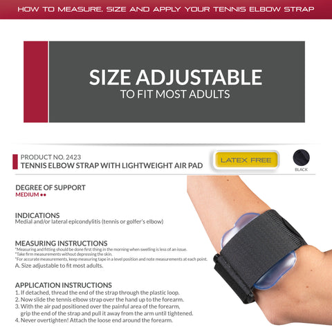 OTC Tennis Elbow Strap, Air Pad Compresion Support, Black