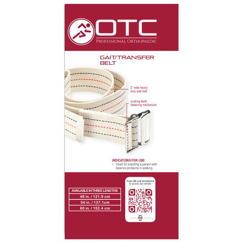 OTC Gait Transfer Belt, Support Hold for Caregiver, White