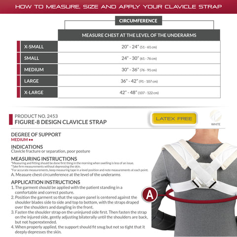 OTC Clavicle Strap, Figure-8 Style, Shoulder Support, White