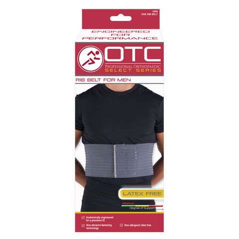 OTC Rib Belt for Men, 6-inch Elastic Chest Compression, Select Series, Grey