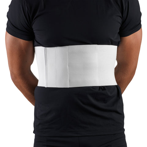 OTC Rib Belt For Men, 6-Inch Chest Panel, Elastic Compression, Universal Fit, White