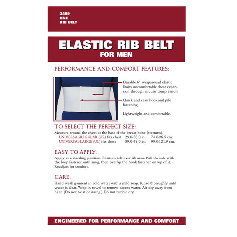OTC Rib Belt For Men, 6-Inch Chest Panel, Elastic Compression, Universal Fit, White