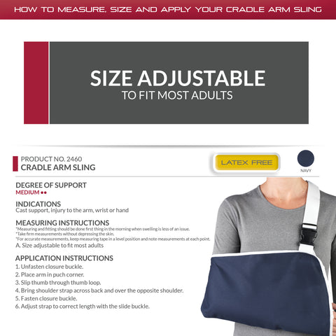 OTC Cradle Arm Sling, Thumb Loop, Reversable Left or Right Shoulder, Navy