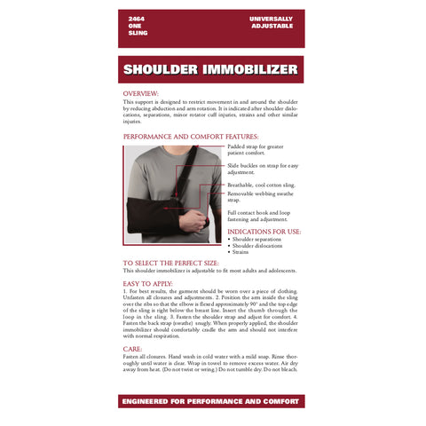 OTC Shoulder Immobilizer, Left or Right Arm, Lightweight, Black