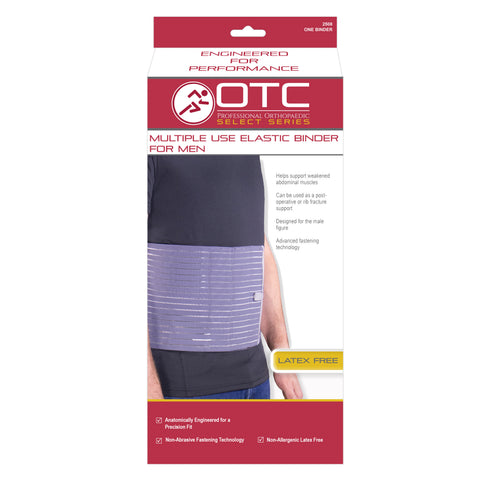 OTC Abdominal Binder for Men, Ribbed Elastic Compression, Select Series, Grey