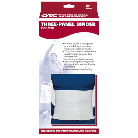 OTC Abdominal Binder for Men, Three-Panel Body,  9-Inch Elastic, White