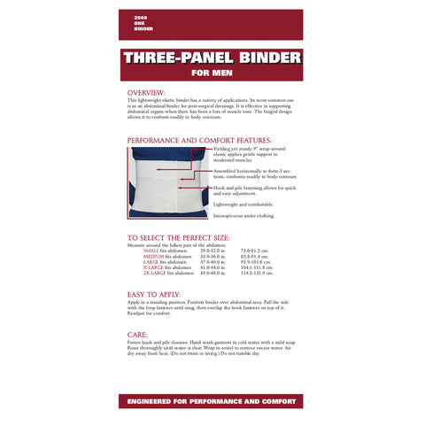 OTC Abdominal Binder for Men, Three-Panel Body,  9-Inch Elastic, White