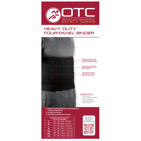 OTC Abdominal Binder, Four-Panel Body, Heavy Duty 12-Inch, Select Series, White