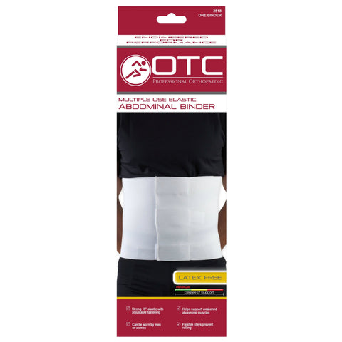 OTC Abdominal Binder, 10-Inch Chest and Rib Panel, Elastic, White