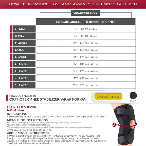 OTC Knee Stabilizer Wrap for Osteoarthritis, Orthotex, Black, Right