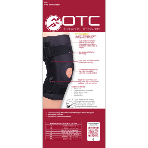 OTC Knee Stabilizer, Spiral Stays, Orthotex, Black