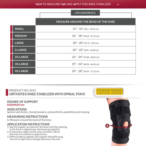 OTC Knee Stabilizer, Spiral Stays, Orthotex, Black