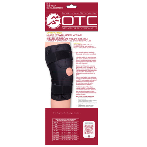 OTC Orthotex Knee Stabilizer Wrap with Spiral Stays, Black