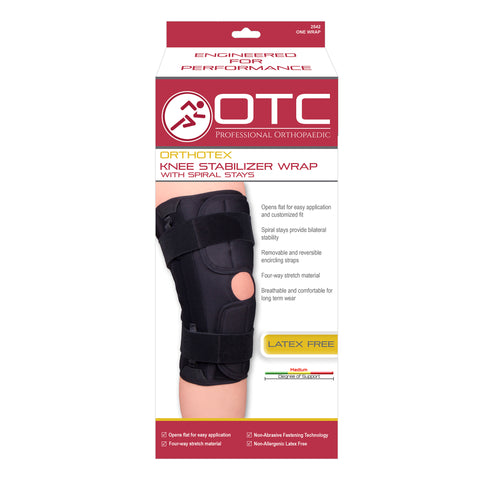 OTC Orthotex Knee Stabilizer Wrap with Spiral Stays, Black