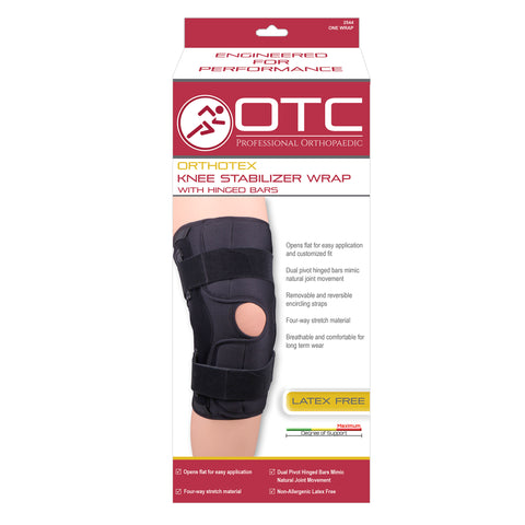 OTC Knee Stabilizer Wrap, Hinged Bars, Orthotex, Black