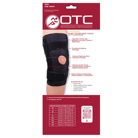 OTC Knee Stabilizer Wrap, Hinged Bars, Orthotex, Black