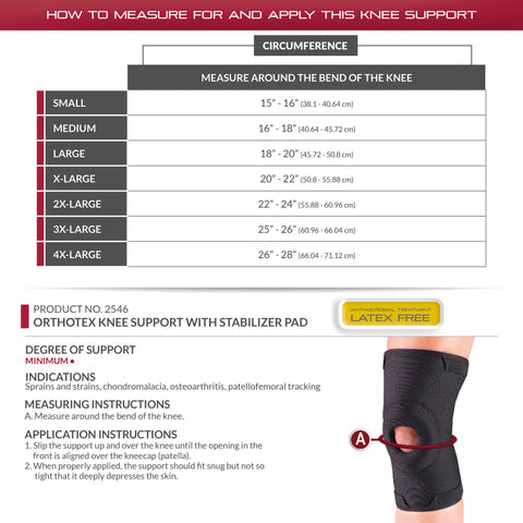 OTC Knee Support, Stabilizer Pad, Orthotex, Black