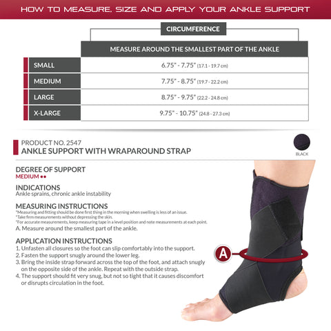 OTC Ankle Support, Slip-on, Figure-8 Wrap around Strap, Black