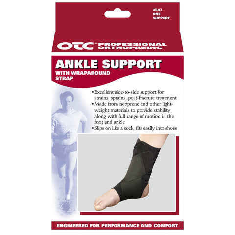 OTC Ankle Support, Slip-on, Figure-8 Wrap around Strap, Black