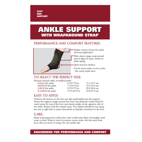 OTC Ankle Support, Slip-on, Figure-8 Wrap around Strap, Black