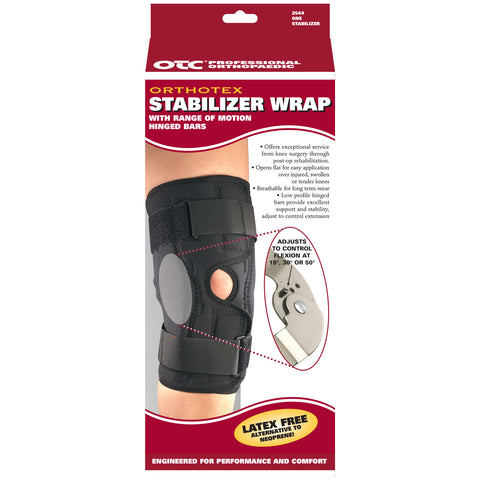 OTC Knee Stabilizer Wrap, ROM Hinged Bars, Orthotex, Black