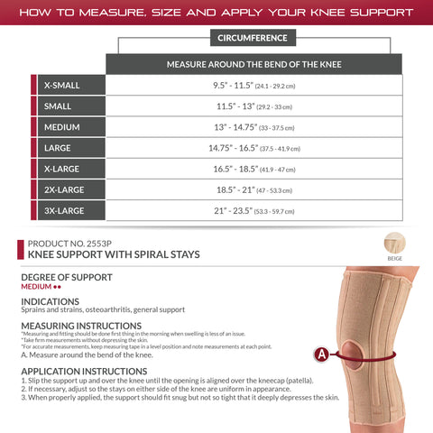 OTC Knee Support, Spiral Stays, Knit Elastic, Beige