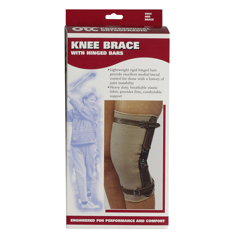 OTC Knee Brace, Hinged Bars, Knit Elastic, Beige