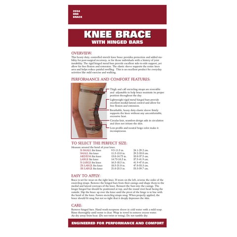 OTC Knee Brace, Hinged Bars, Knit Elastic, Beige