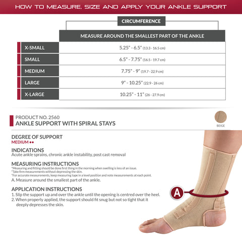 OTC Ankle Support, Spiral Stays, Knit Elastic, Beige