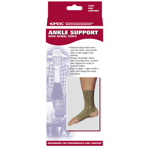 OTC Ankle Support, Spiral Stays, Knit Elastic, Beige