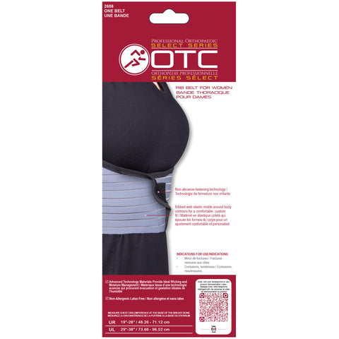 OTC Rib Belt for Women, 6-Inch Elastic Chest, Select Series, Grey