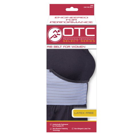 OTC Rib Belt for Women, 6-Inch Elastic Chest, Select Series, Grey
