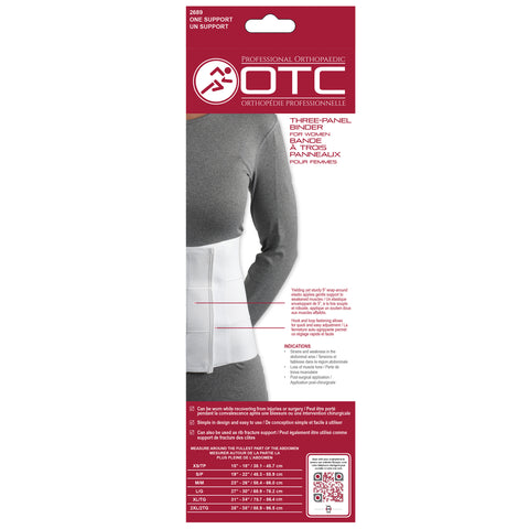 OTC Abdominal Binder for Women, Three-Panel Body, 9-Inch Elastic, White