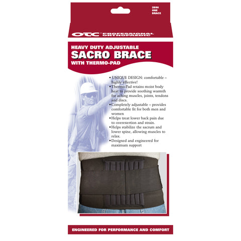 OTC Sacro Brace, Lower Back, Heavy Duty Support, Thermo Pad, Black