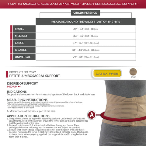 OTC Petite Lumbo-Sacral Support, Abdominal Uplift, 8-Inch Lower Back, Elastic, Beige