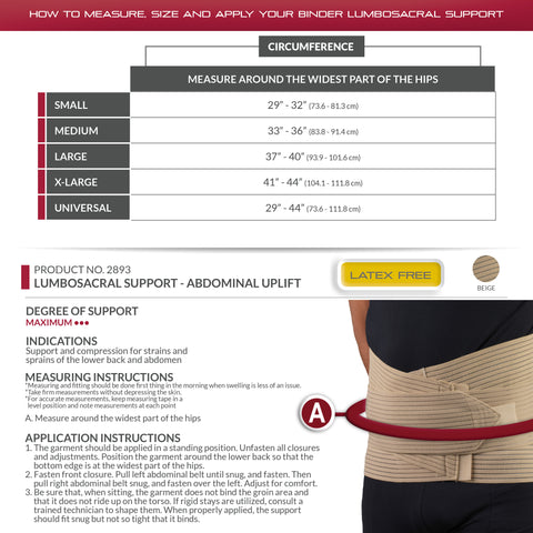 OTC Lumbo-Sacral Support, Abdominal Uplift, 11-Inch Lower Back, Elastic, Beige