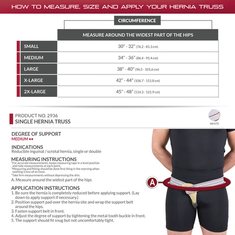 OTC Hernia Truss, Single Herniation, Inguinal Scrotal Treatment, Left or Right Side, Grey, Left