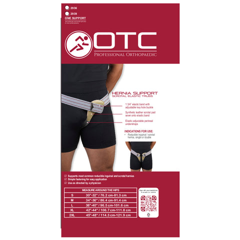 OTC Hernia Truss, Single Herniation, Inguinal Scrotal Treatment, Left or Right Side, Grey, Left