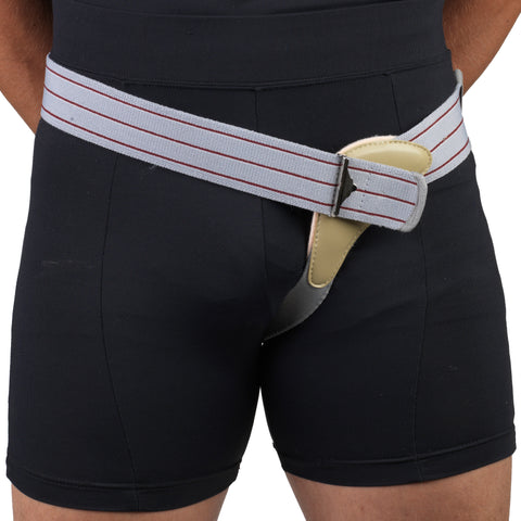 OTC Hernia Truss, Single Herniation, Inguinal Scrotal Treatment, Left or Right Side, Grey, Left