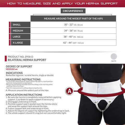 OTC Hernia Support, Single or Double Herniation, Inguinal Scrotal Treatment, White