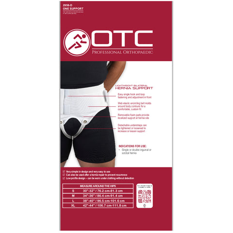 OTC Hernia Support, Single or Double Herniation, Inguinal Scrotal Treatment, White