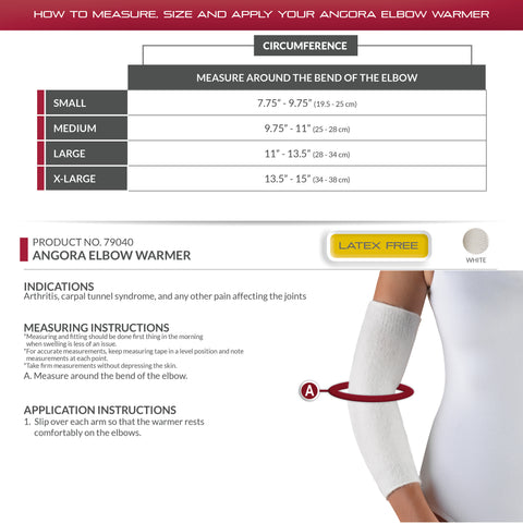 OTC Elbow Warmer, Angora, Arthritis Relief, 1 pair, White