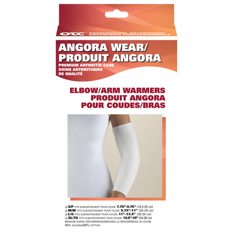 OTC Elbow Warmer, Angora, Arthritis Relief, 1 pair, White