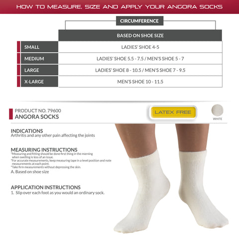 Foot Warmer Socks, Angora, Arthritis Care, 1 pair, White