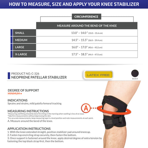 OTC Patella Stabilizer, Kneecap, Neoprene, Black