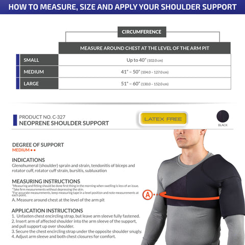 OTC Shoulder Support, Brace and Post-Surgical Protector, Neoprene, Black